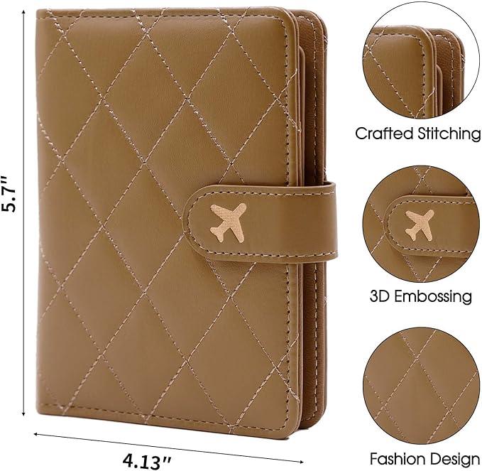 Melsbrinna Rfid Passport Holder for Travel women/Men, Cute Passport Wallet Rfid Blocking Card Slots, Rfid Passport Cover/CaseTravel Wallet, Passport Book Holder (1, LG KHAKI)