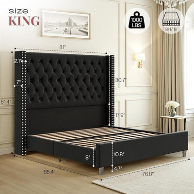 PaPaJet King Size Bed Frame with 61.4