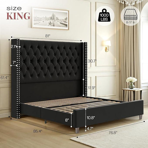 PaPaJet King Size Bed Frame with 61.4