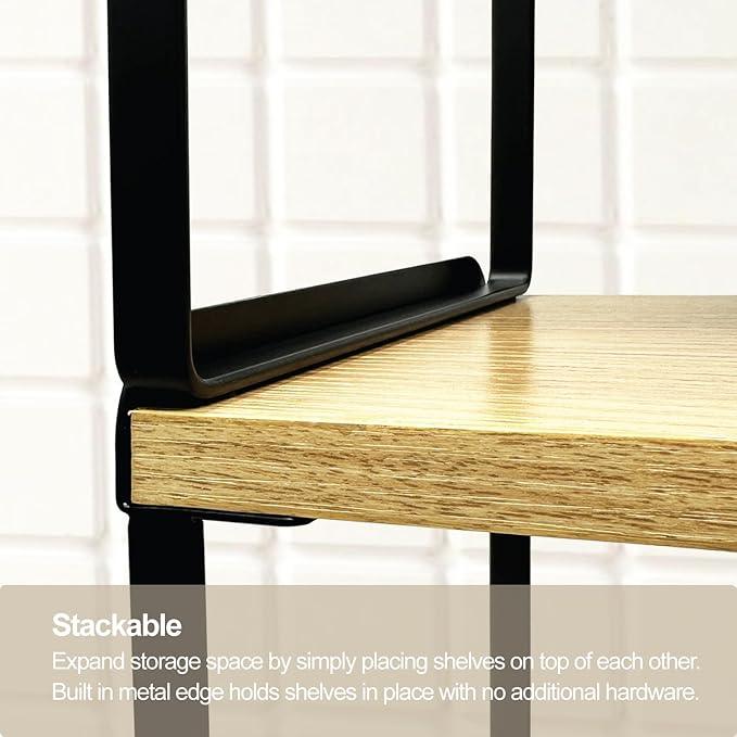 Mitus Shelf Organizer and Storage, Tiered Wood Cabinet Rack for The Kitchen Counter, Bathroom Counter, Pantry Cupboard, Office Desk Bookshelf, 16