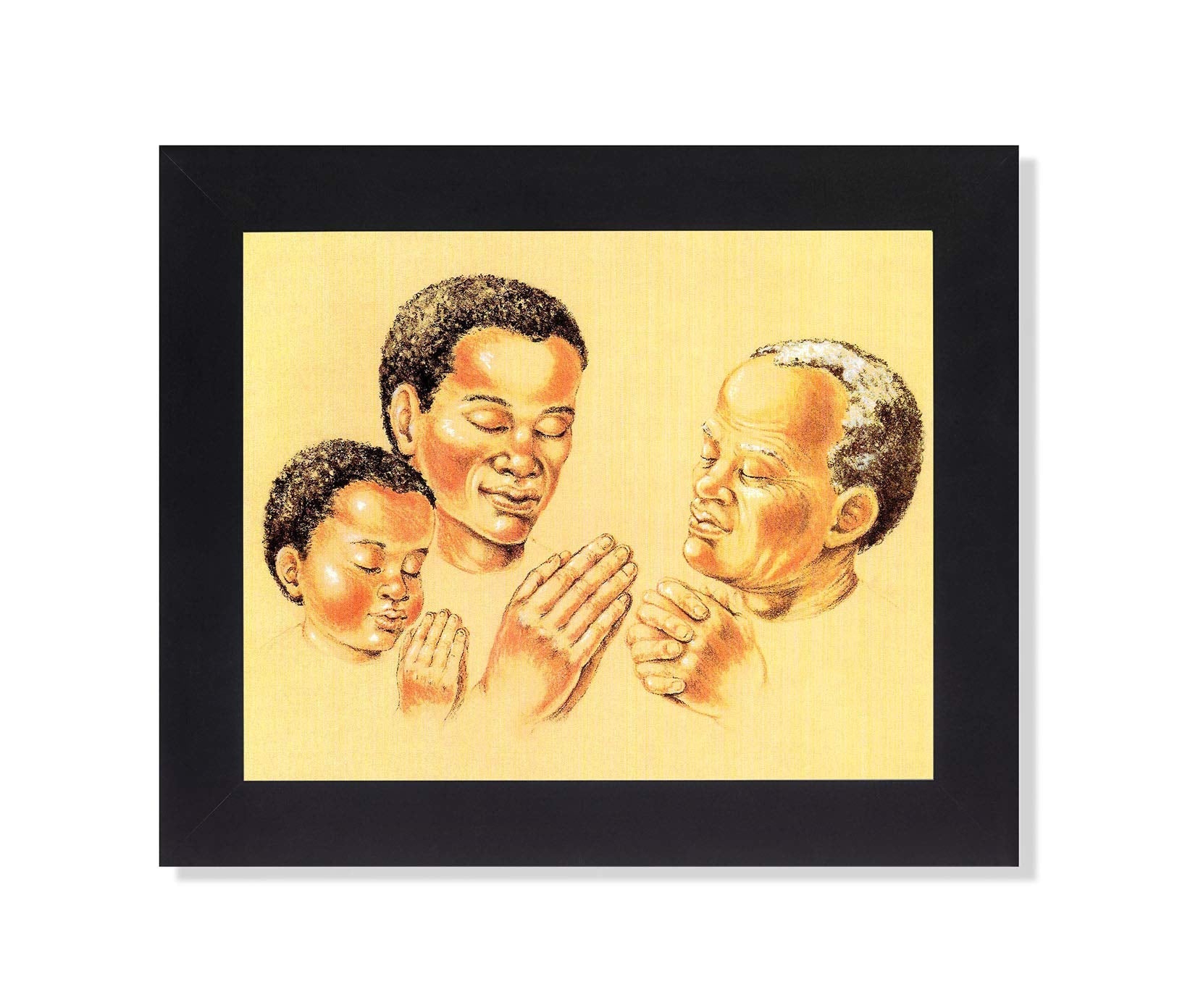 Black Framed Art Print - African American Three Generations Prayer Wall Decor 8x10