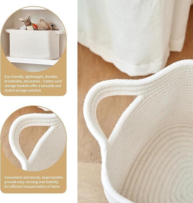 3 Packs Cotton Rope Woven Basket With Handles for Shelves -15