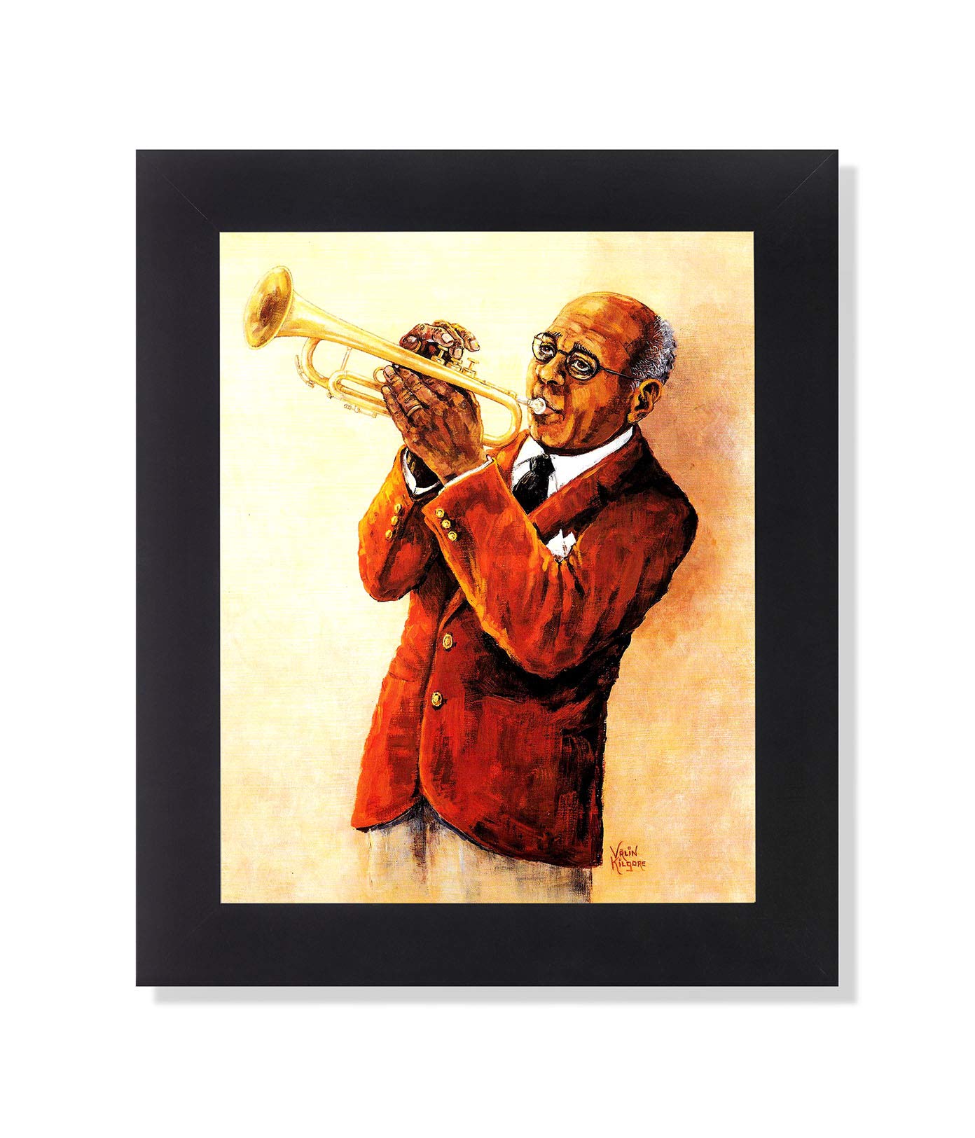 Black Framed Art Print - African American Jazz Trumpet Player 8x10 Wall Art