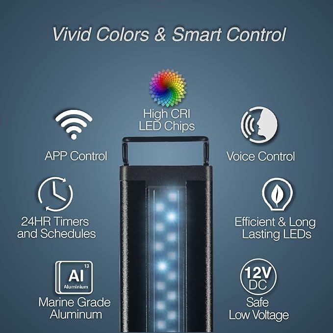 CURRENT USA ColorPlus Smart LED Aquarium Light 36 inch with App and Voice Control by Alexa & Google Home | Extra Vivid Colors for Freshwater Aquarium Fish Tank and Terrariums| Aluminum (36