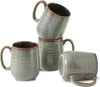 Hasense Coffee Mugs Set of 4, 12 oz Coffee Cups Ceramic, Stoneware Latte Mug with Large Handle for Coffee, Tea, Milk and Chocolate,Easy Hold & Clean, Dishwasher & Microwave Safe, Light Grey