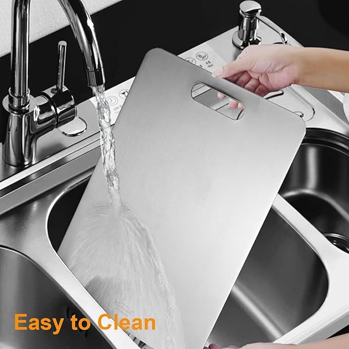 Titanium Cutting Boards for Kitchen - 100% Pure Titanium Cutting Board - Double Sided Food Grade Quality Cutting Boards - Easy to Clean and Store (14
