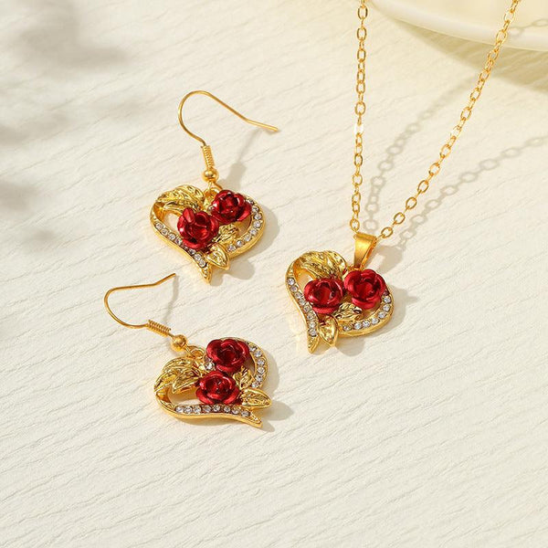 Creative Love Rose Heart Pendant Necklace For Women Exquisite Zircon Forever Necklace Romantic Valentines Day Jewelry