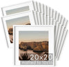 HAUS AND HUES 20x20 White Metal Picture Frames Matted to 16x16 - Features Premium Aluminum & Hanging Hardware, Shatterproof Plexiglass - Ideal for Home, Room, Office (20x20 in, White, Set of 25)
