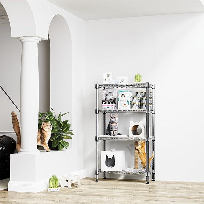 1000 lbs 4 Tier Shelf Metal Storage Shelves Wire Rack Closet Organizers for Garage Kitchen Bathroom Laundry Chrome 11.8
