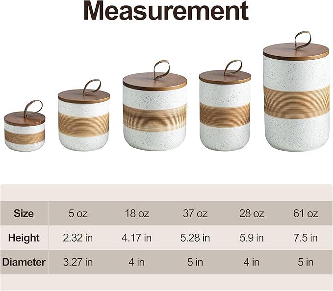 Large Storage Containers with Lids, Ceramic Coffee Container Kitchen Food Storage Jars for Spice Sugar Tea Bag, Stackable Decorative Jars for Counter, White & 61oz