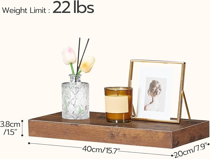 HOOBRO Floating Shelves for Wall, Wall Mounted Shelf Set of 2, 15.7