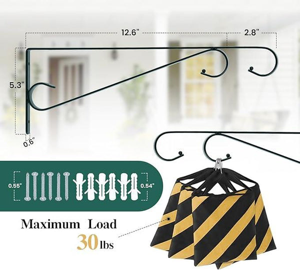 Plant Hangers Outdoor (2 Pack-15.4 Inch Blackish Green) Plant Hooks Heavy Duty Iron Plant Hanger Hook for Wall, Hanging Plant Bracket for Planters, Bird Feeders, Lanterns, Wind Chimes, Outdoor