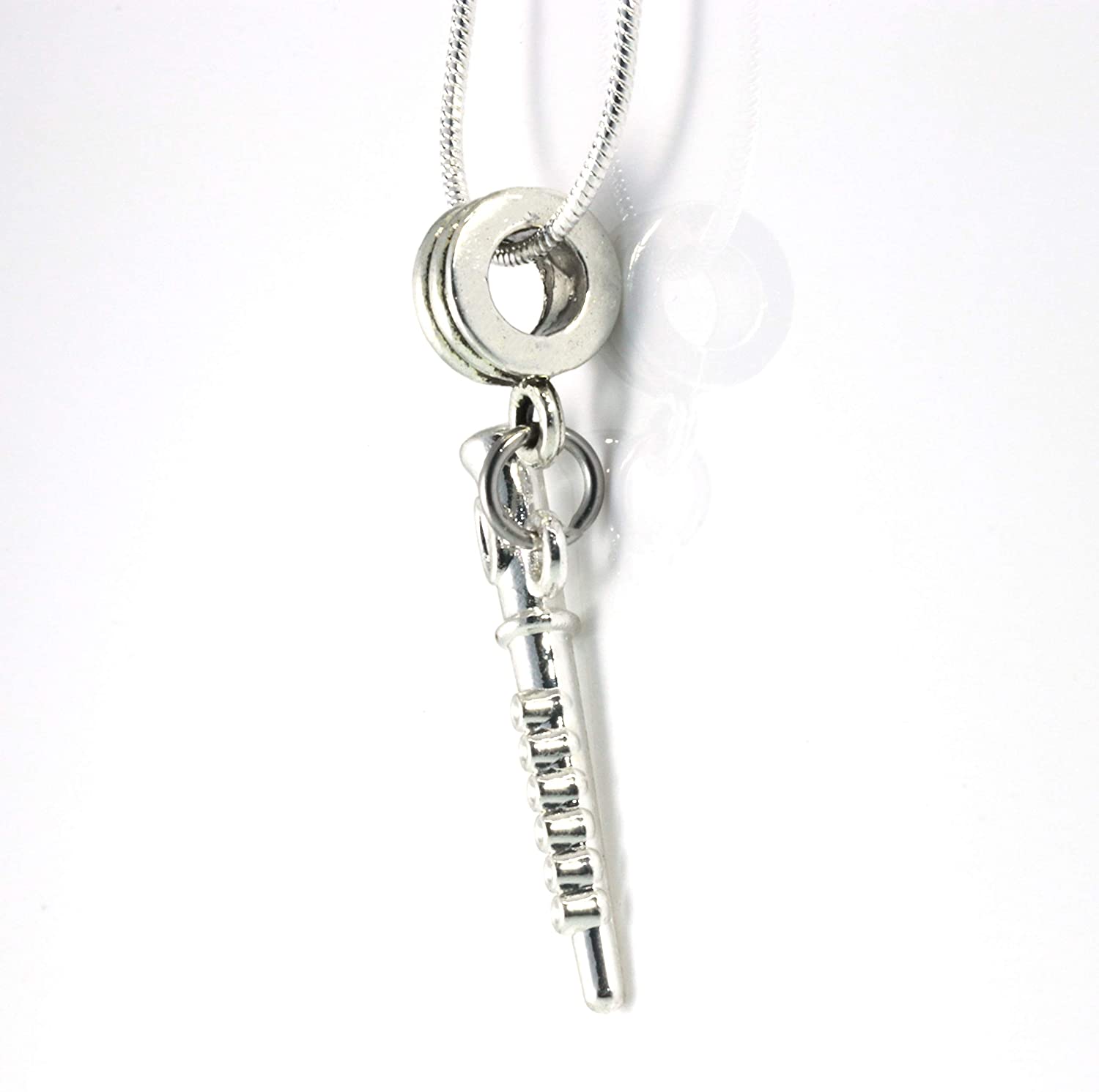 Flute Necklace | Pendant Jewelry Jewlry Gift for Men Women Decor Flutes Musician Teacher Student Orchestra Musical Wind Instrument fife