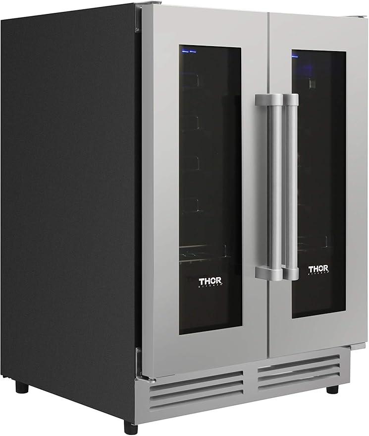 THOR Kitchen Freestanding/Under-Counter 24-Inch Dual Zone Wine Cooler in Stainless Steel - Model TWC2402