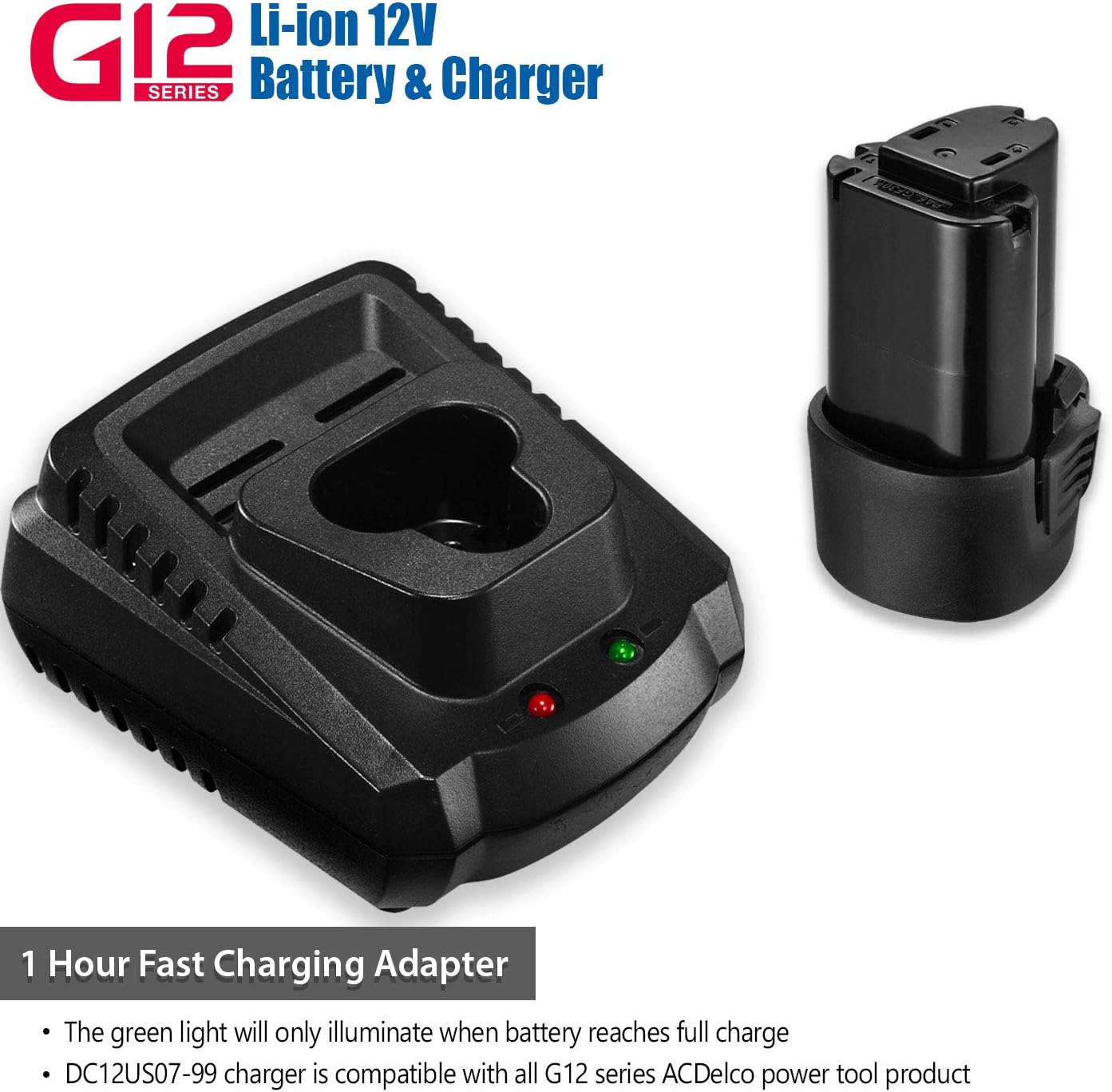 ACDelco ARW1209-K9 G12 Series 12V Lithium-Ion Battery And Charger Cordless 1/4” & 3/8” Ratchet Wrench Combo Tool Kit with Canvas Bag