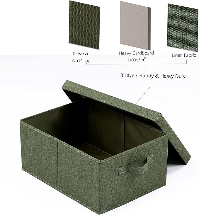 HOONEX Storage Bins with Lids for Organizing, Pack of 2, Storage Boxes with 2 Carrying Handles and Sturdy Heavy Cardboard, 16.5