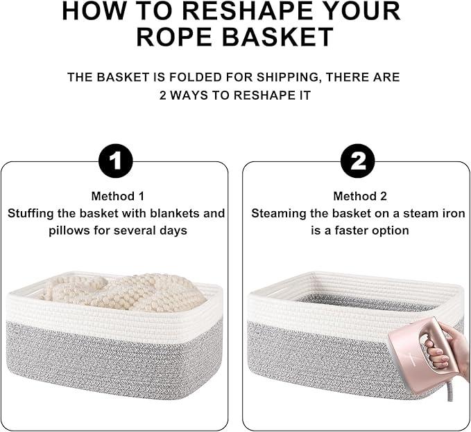 Storage Baskets for Organizing 3 Pack, Woven Baskets for Shelves, Closet Organizer Bins Empty Gift Basket Toy Storage for Toys, Books, Towels, Clothes, 15