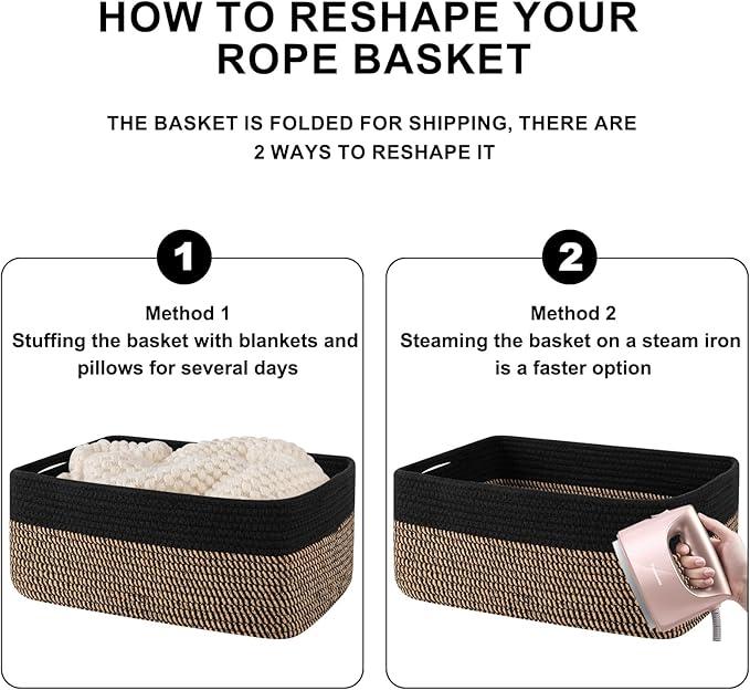 Storage Baskets for Organizing 3 Pack, Woven Baskets for Shelves, Closet Organizer Bins Empty Gift Basket Toy Storage for Toys, Books, Towels, Clothes, 15
