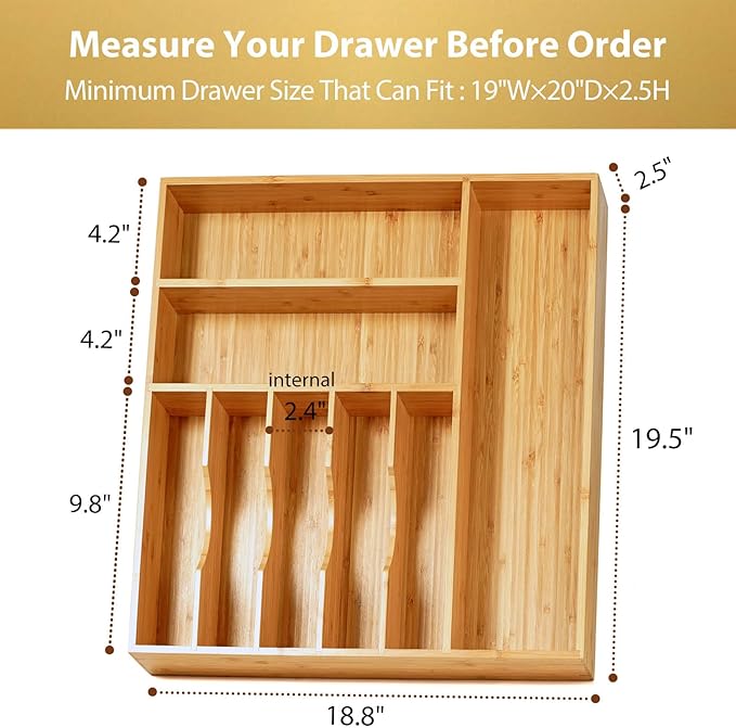 Umilife Large Kitchen Drawer Organizer, 19