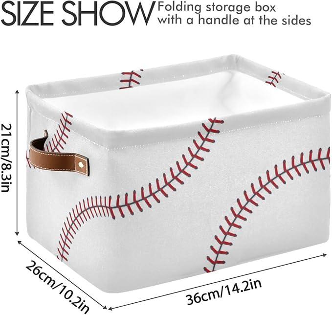 Storage Basket Bin Baseball Organizer Basket Collapsible Shelf Basket Cube with handle for Nursery Bedroom Bathroom