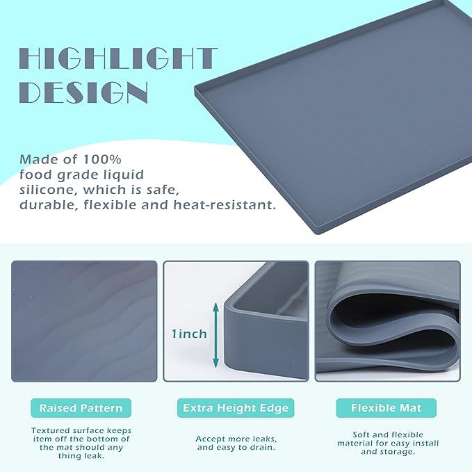 URMONA Waterproof Silicone Under Sink Mat 37'' x 22'' Shelf Liner for Kitchen and Bathroom, Cabinet and Counter Protector, Storage and Organizers, Litter Mat, Pet Cat Puppy Essentials(Beige)
