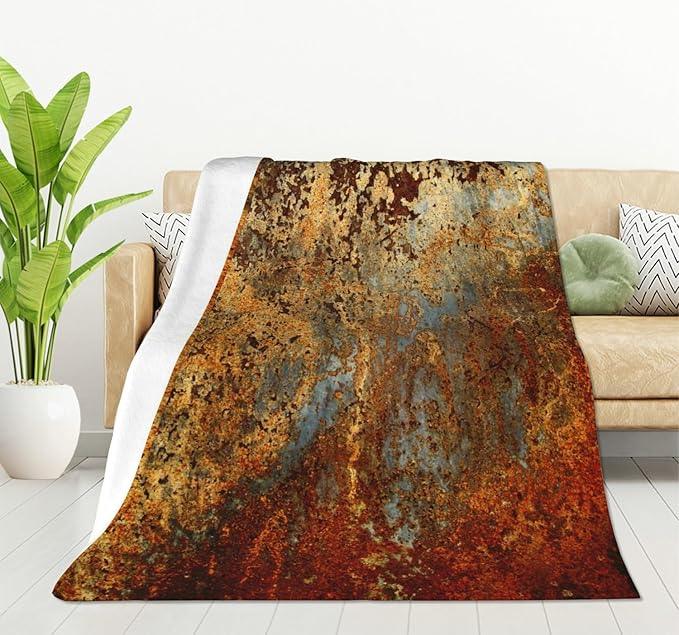 HGOD DESIGNS Brown Rust Colorful Metal Rusty Steel Iron Structure Blanket Throw Blanket Soft Comfortable for Sofa Chair Bed Office 50