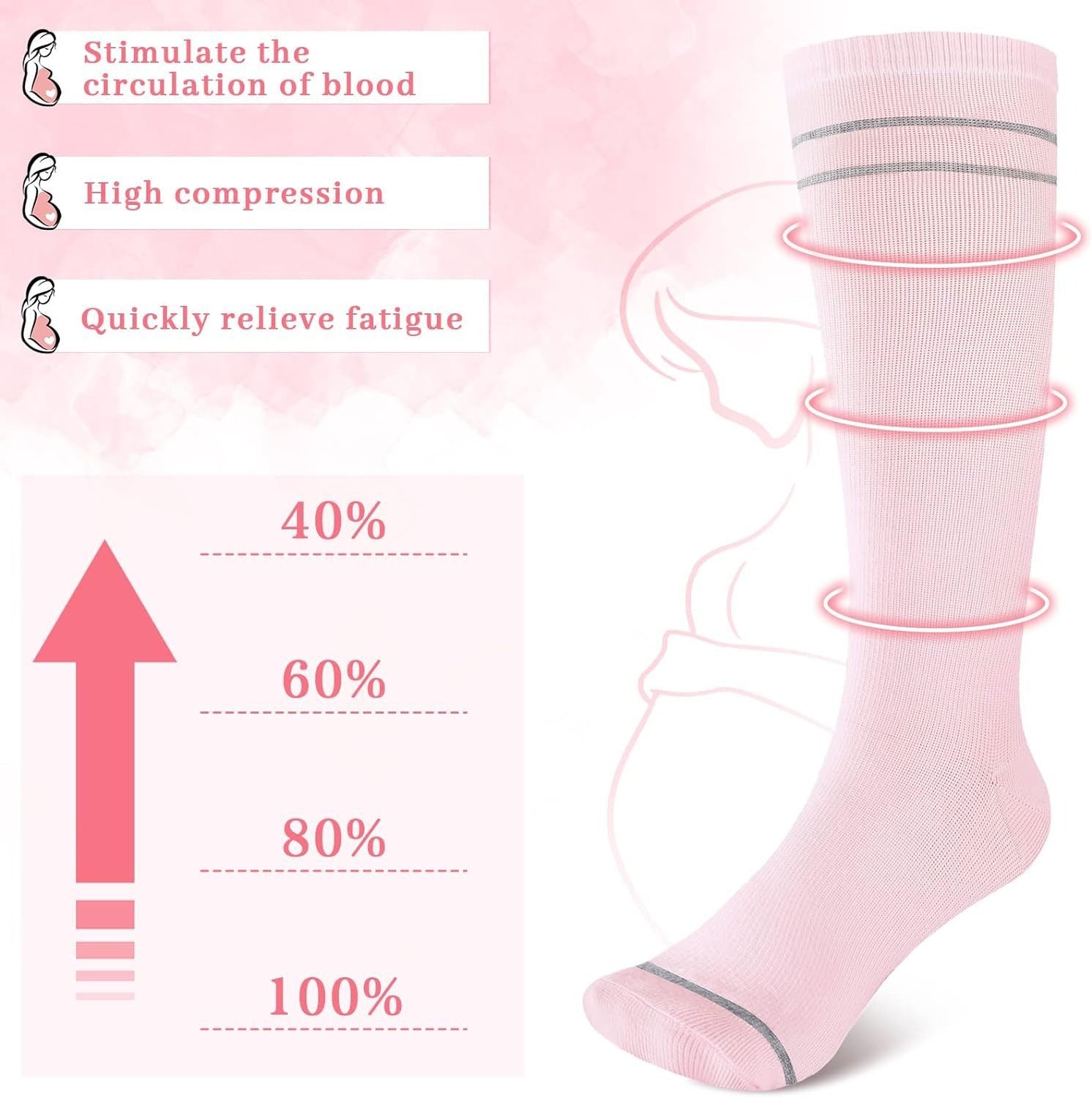 Pregnant women's elastic compression socks mid length calf socks pressure socks women's jump rope elastic cycling socks