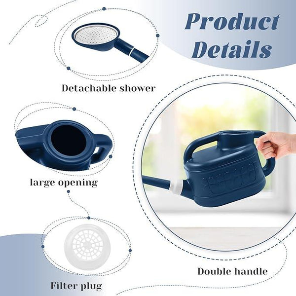 Watering Can for Indoor & Outdoor Plants, Plant Watering Can with Stainless Steel Shower Head, 1 Gallon Plastic Water Can for Garden, Flowers, Vegetable, Greenhouse (AlpineGreen)
