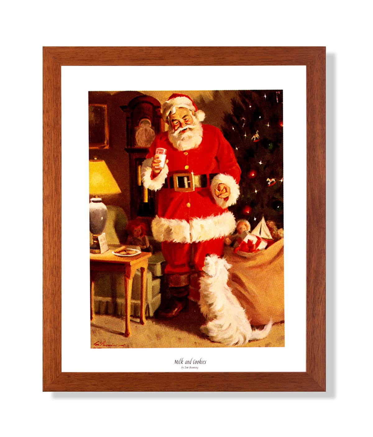 Santa Claus Art Print – Framed 16x20 Christmas Wall Decor with Real Glass Frame