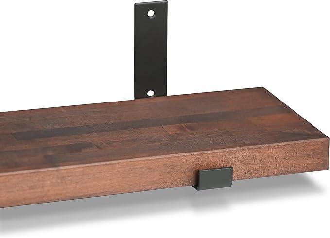 CONSDAN Floating Shelves for Wall Mounted Book Shelf Hanging Shelves Floating Bookshelf for Bedroom, Bathroom, Living Room, Kitchen USA Grown Solid Hardwood, Dark Maple 48x7.5x1.5 in (Set of 2)