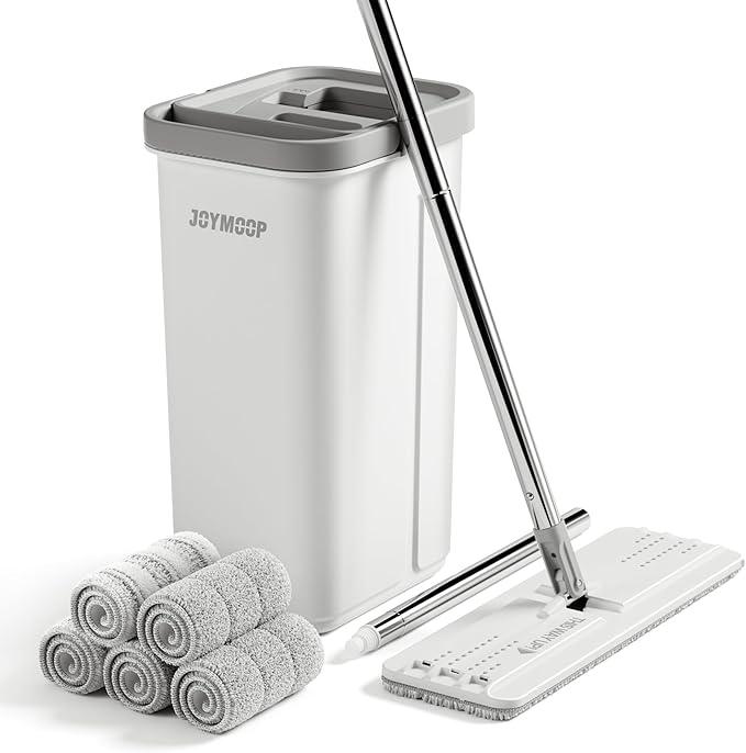 JOYMOOP Mop and Bucket with Wringer Set, Hands Free Flat Floor Mop and Bucket, 60