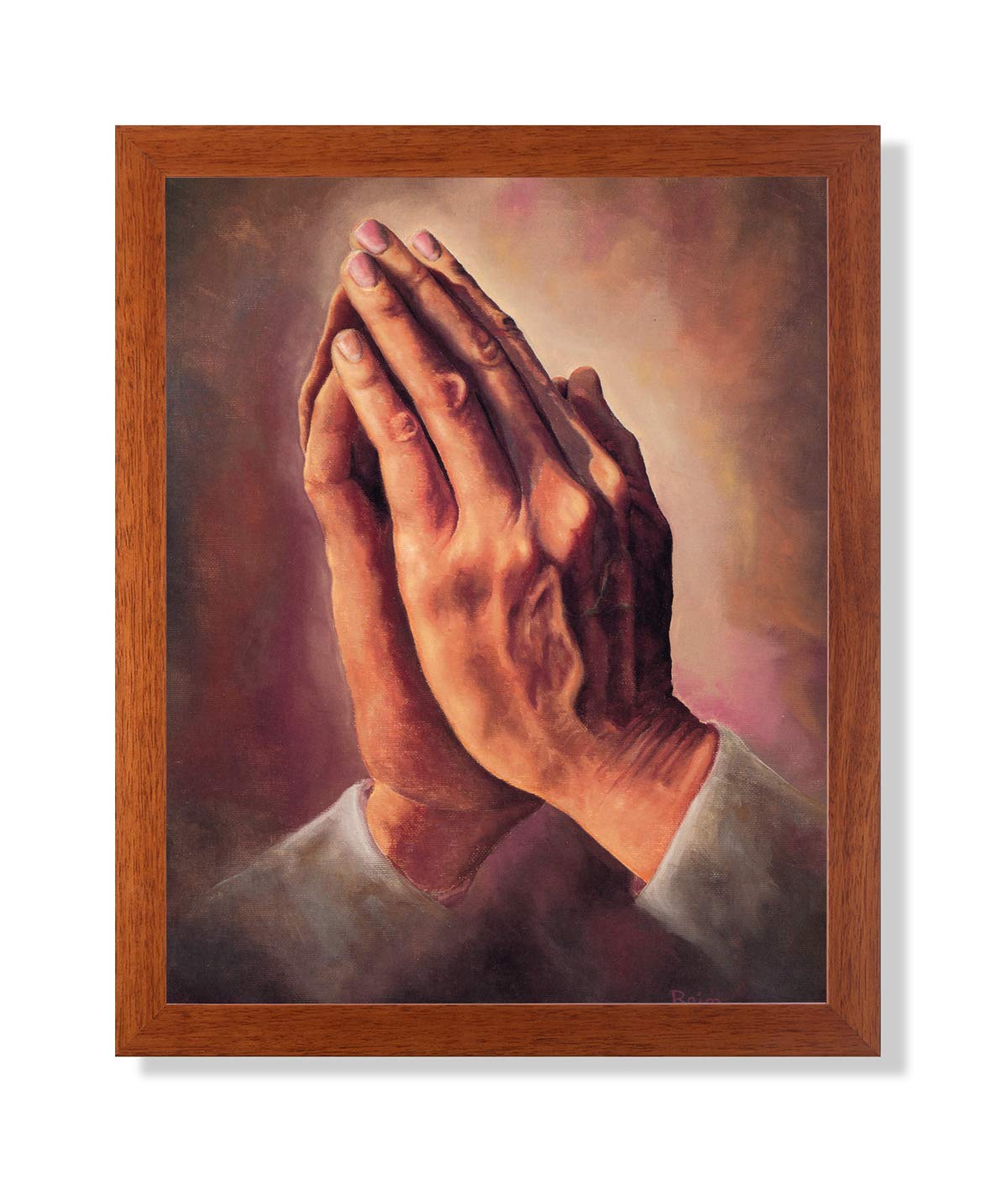 Christian Wall Art – Praying Hands Picture | Honey Frame Artwork, Ready To Hang