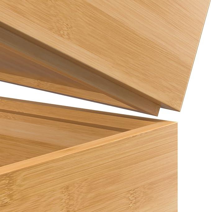 Silverware Tray for Drawer, Stackable Kitchen Bamboo Drawer Organizer 12