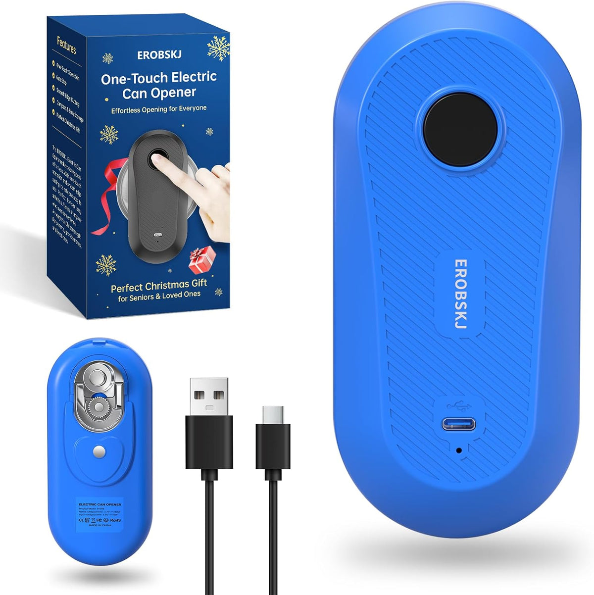 Rechargeable Electric Can Opener for Seniors & Arthritis | One-Touch Hands-Free Smooth Edge Can Opener, USB-C, Compact Kitchen Gadget