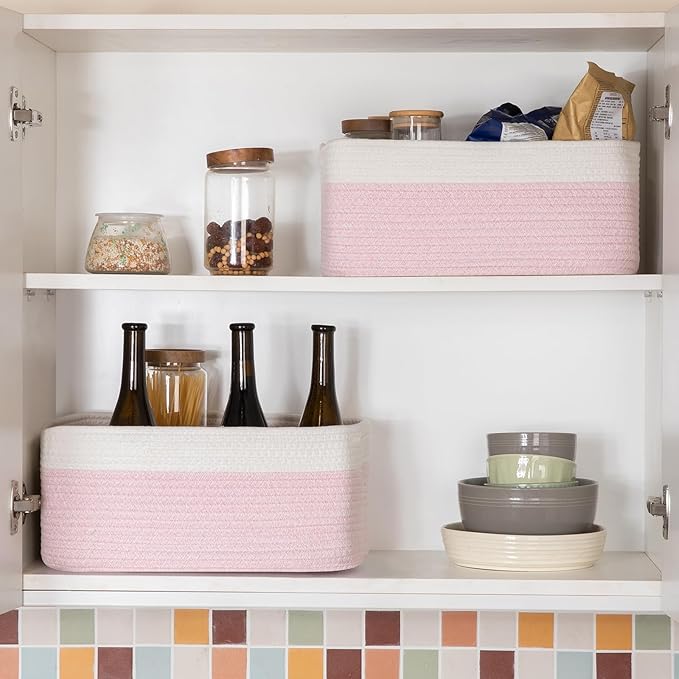 Storage Baskets for Organizing 3 Pack, Woven Baskets for Shelves, Closet Organizer Bins Empty Gift Basket Toy Storage for Toys, Books, Towels, Clothes, 15