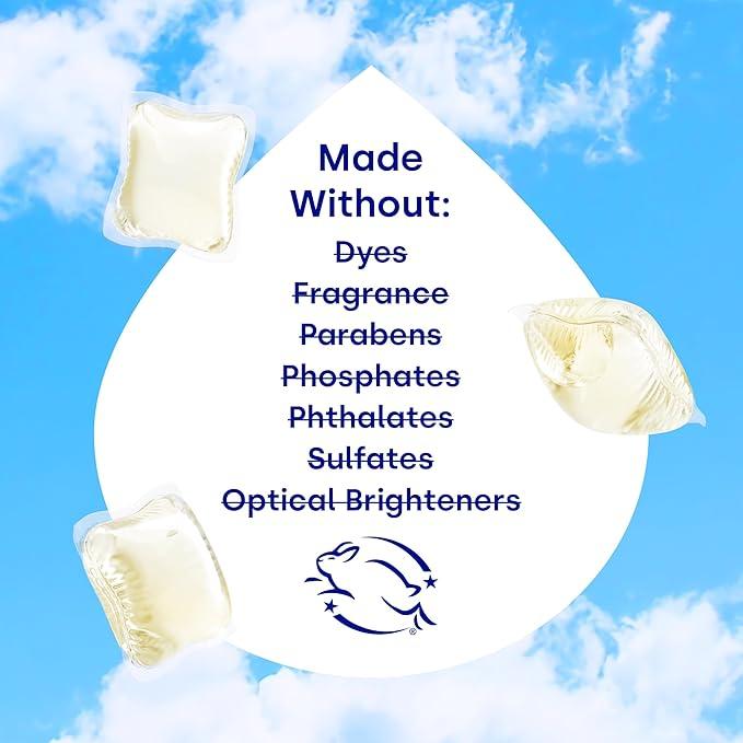 Dropps Free + Clear Biobased Power Laundry Detergent Pods, Unscented (64 Count) - HE Compatible Laundry Pods for Fresh Clothes - Laundry Soap Supplies & Recyclable Paperboard Packaging