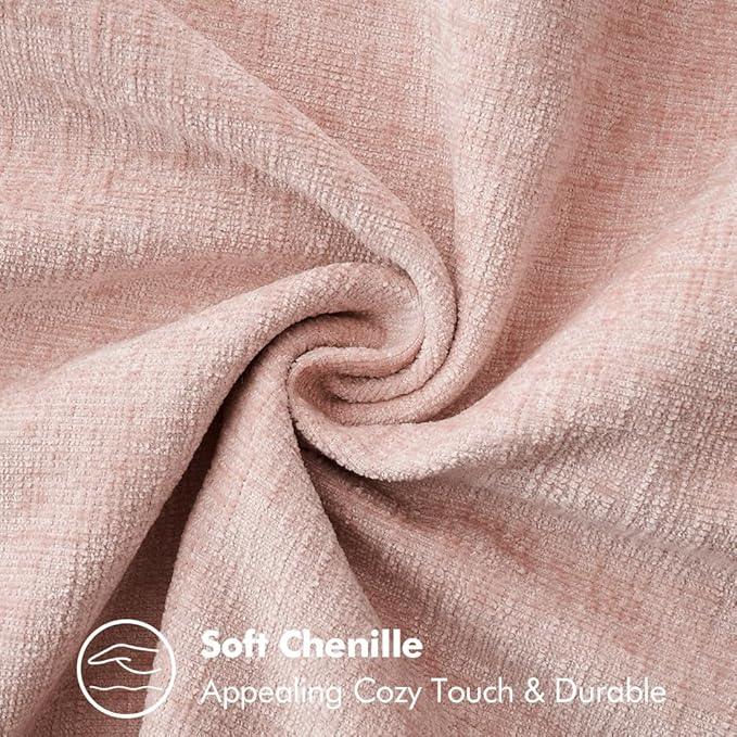 MIULEE Pack of 2 Couch Throw Pillow Covers 18x18 Inch Pink Valentine Farmhouse Decorative Pillow Covers with Stitched Edge Soft Chenille Solid Dyed Spring Pillow Covers for Sofa Bed Living Room