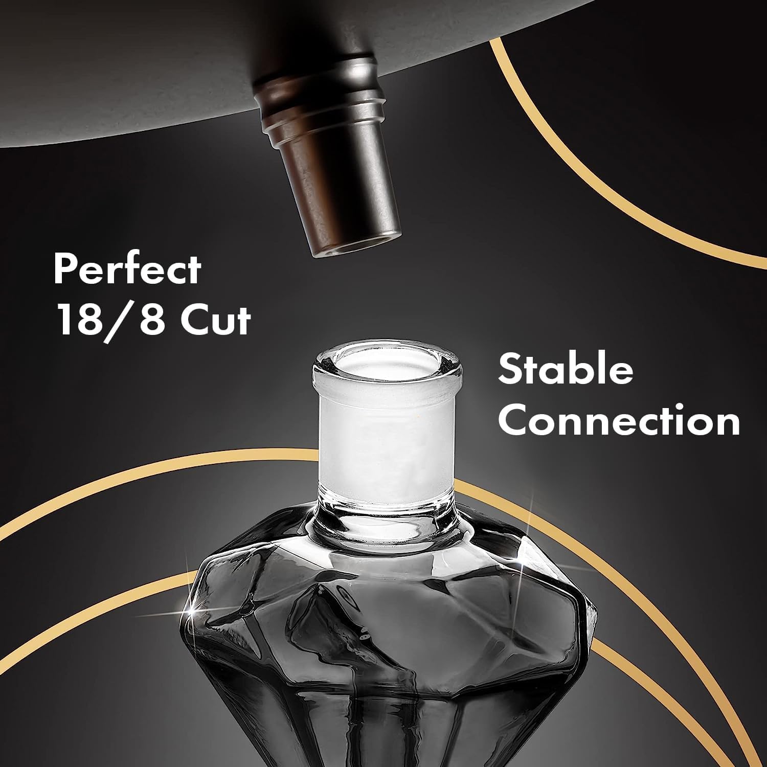 Shisha Molasses Catcher Diamond - Black Diamond - for All Shishas with 18/8 Cut, Extra Hardened Borosilicate Glass in Black, 100% More Draft and Clean Water Pipe