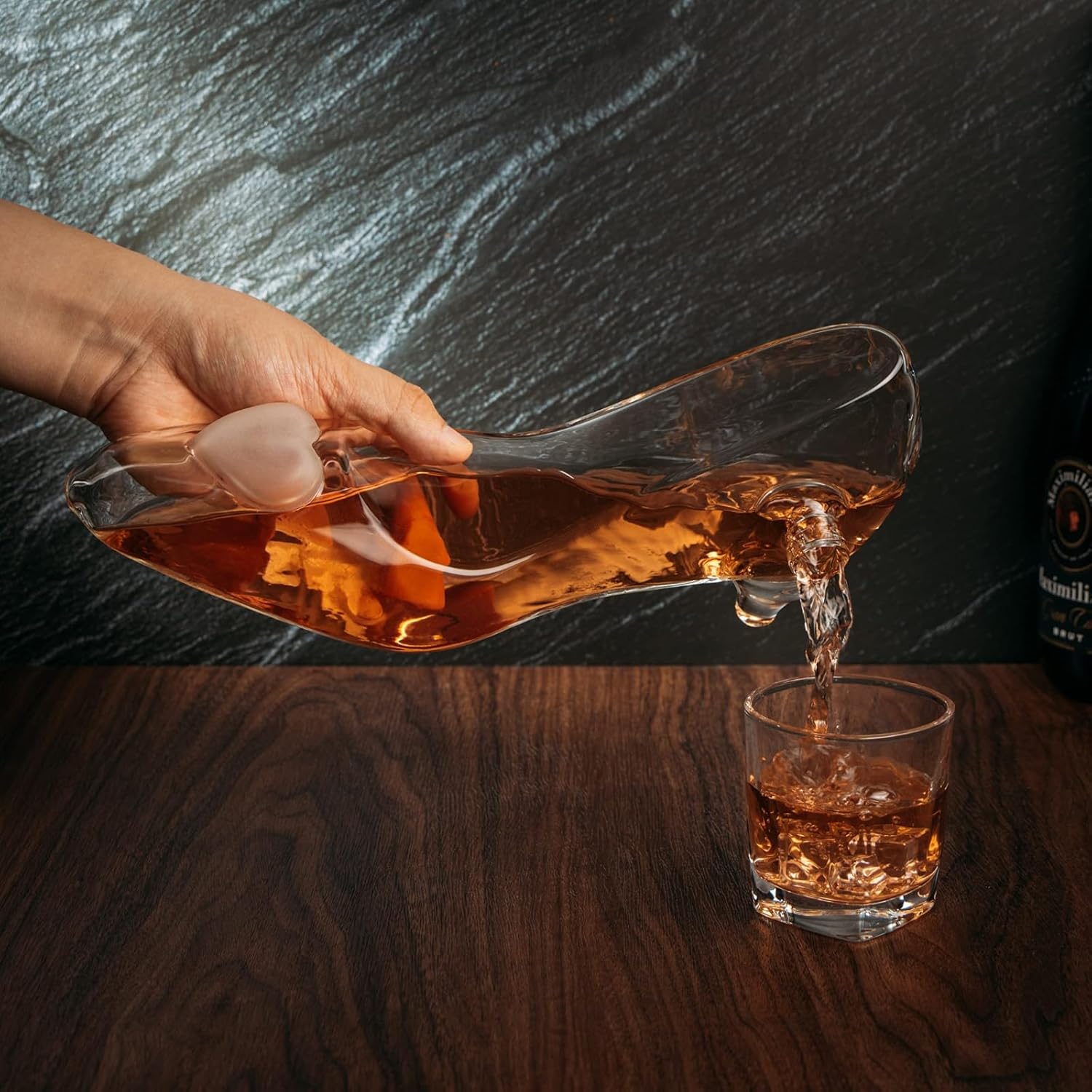 Stiletto Whiskey and Wine Decanter by The Wine Savant with Stopper - Luxurious Handcrafted High Heel Decanter for Wine Liquor Rum Bourbon Tequila - Elegant Decanter Gifts for Women!