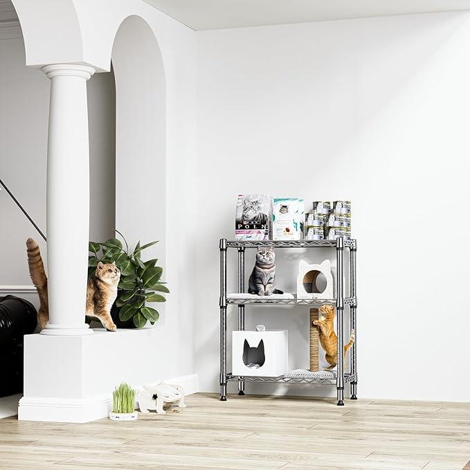750 lbs 3 Tier Shelf Metal Storage Shelves Wire Rack Closet Organizers for Garage Kitchen Bathroom Laundry Chrome 11.8