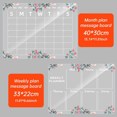 Acrylic message board magnetic refrigerator sticker household erasable calendar transparent note display board
