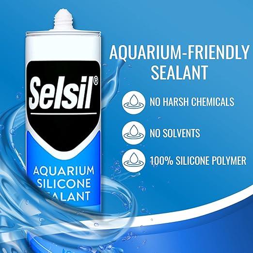 SELSIL Aquarium Silicone Clear Sealant - High Elasticity, Safe for Fish, Solvent-Free, Ozone-Resistant, Transparent 10.14 Fl Oz, 1 Pack