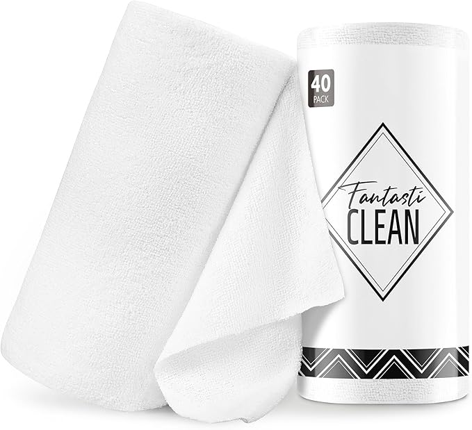 Fantasticlean Microfiber Cleaning Cloth Roll -40 Pack, Tear Away Microfiber Towels, 12