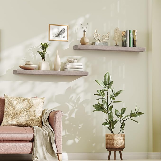 HOOBRO Floating Shelves for Wall, Wall Mounted Shelf Set of 2, 47.2