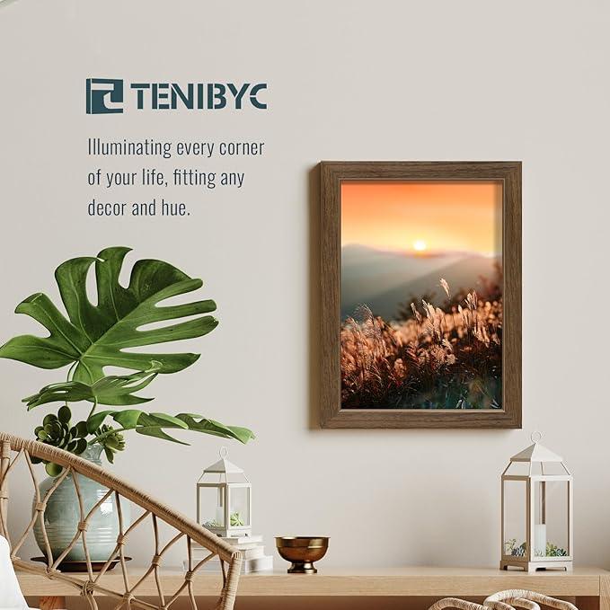 12x16 Picture Frame 3 pk, Brown Woodgrain, HD Tempered Glass, Wall Gallery Frame