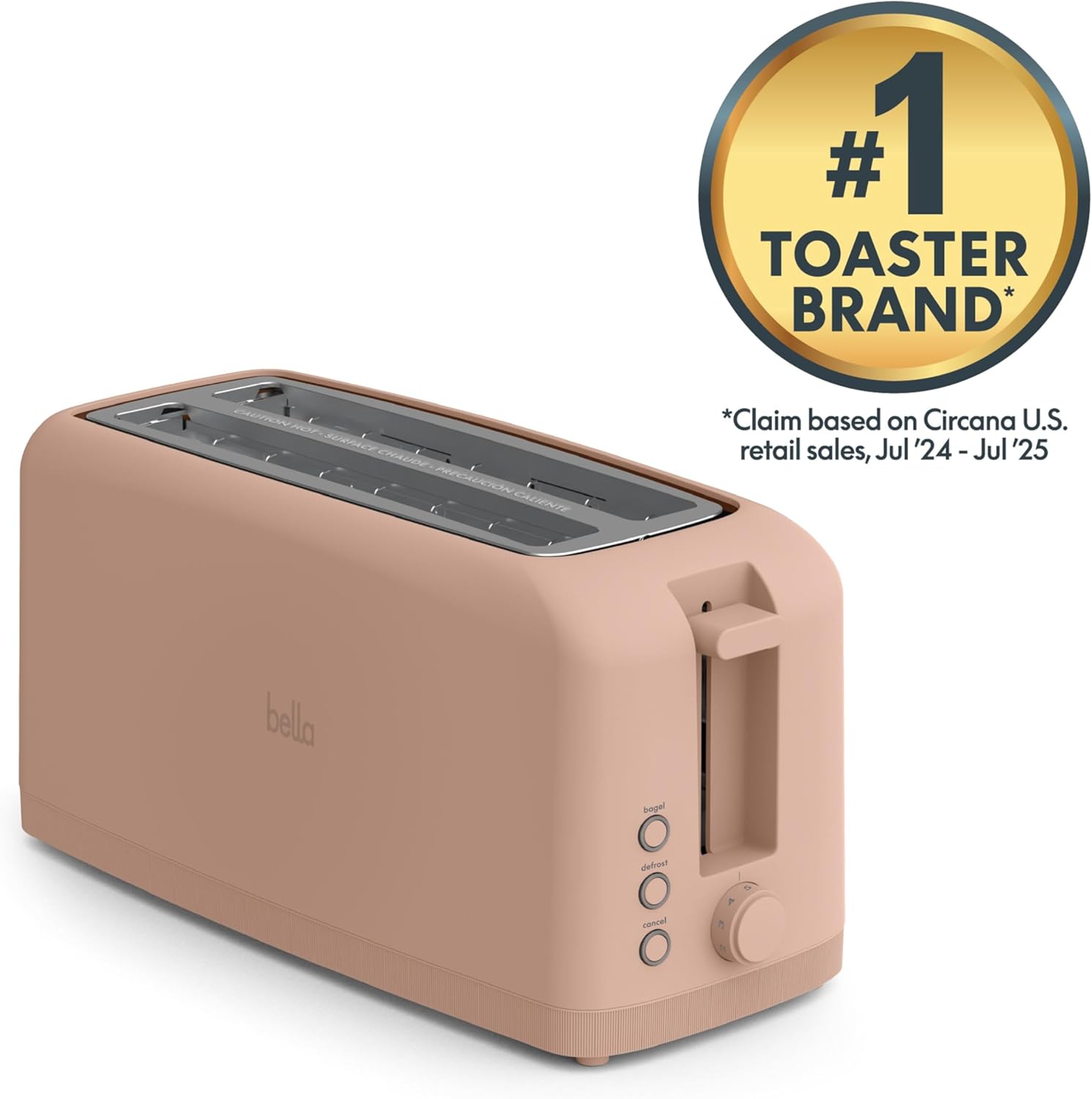 bella 2 Slice Slim Toaster, Fits-anywhere™ Kitchenware, 6 Setting Shade Control with Reheat & Cancel Buttons, Fits sourdough, 10” Long Slot, Anti Jam & Auto Shutoff, 900 Watt, Oatmilk