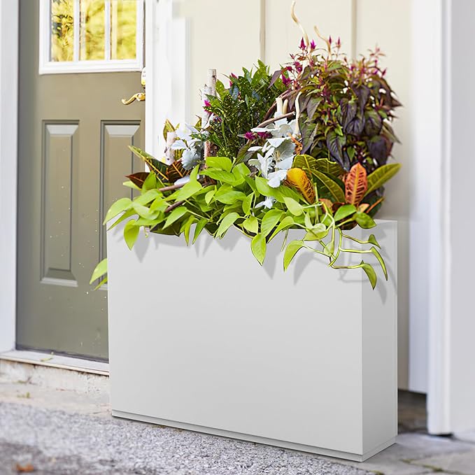 FENCY Metal Rectangular Planter Box Large Planters for Outdoor Plants, Tall Planters for Outdoor Plants with Drainage Holes, Rectangular Planters for Outdoor Plants (35.4