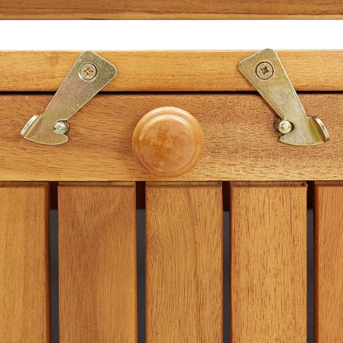 vidaXL Solid Acacia Wood Outdoor Storage Bench with Backrest, Armrests, and Cushion - 47.2