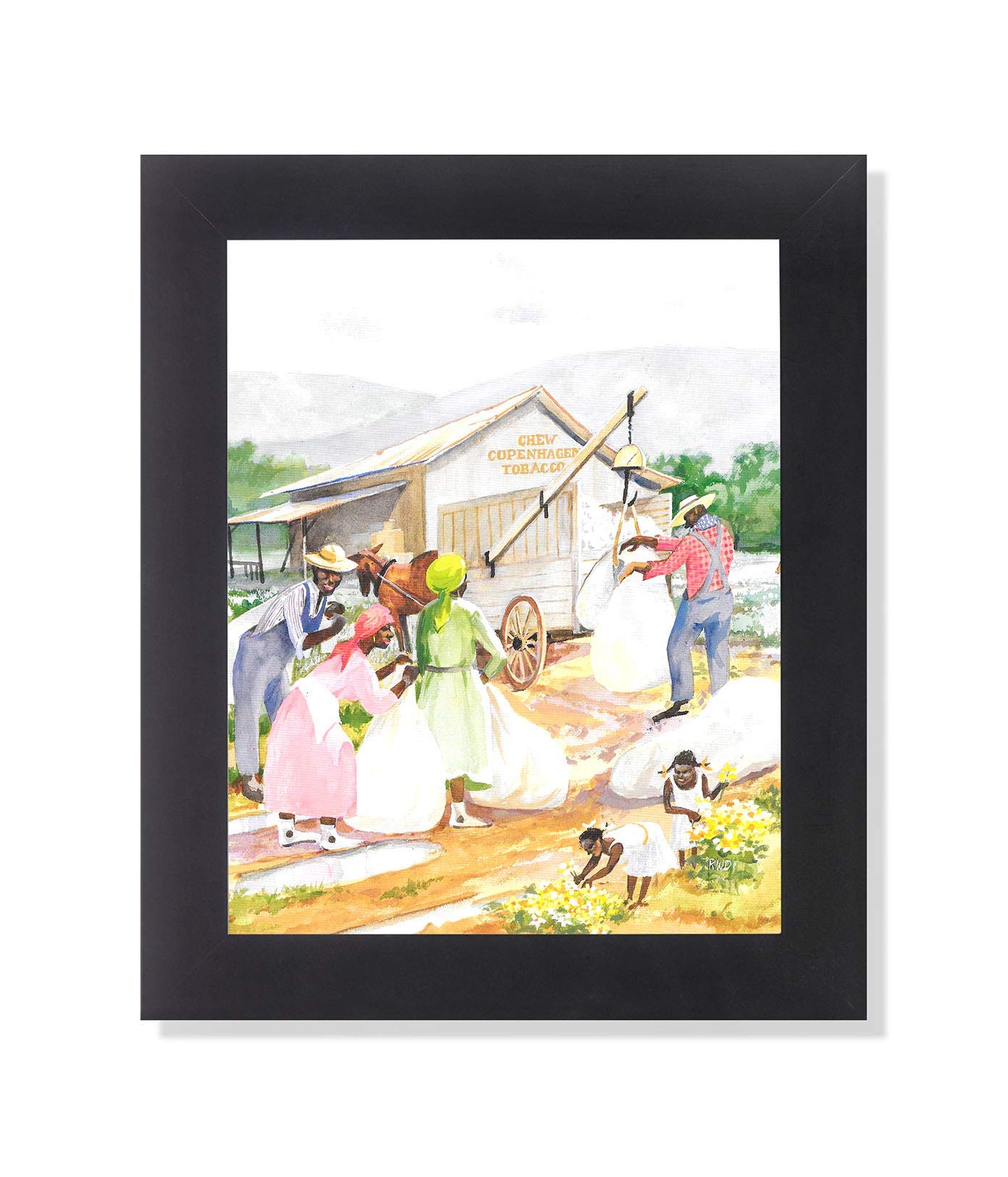 Framed Art Print - African American Cotton Farm 8x10 Wall Art With Gold Frame