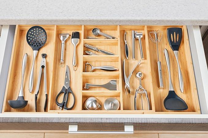 Umilife Extra Large Expandable Kitchen Drawer Organizer for Utensil and Junk, 19